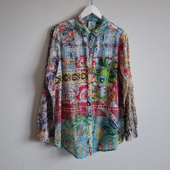 Johnny Was Milla Long Sleeve Floral Patchwork Blouse - Picture 5 of 16